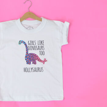 'Girls Like Dinosaurs Too' Personalised T Shirt, 12 of 12