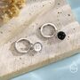 Sterling Silver Dangling Black Onyx Hoop Earrings, thumbnail 5 of 11