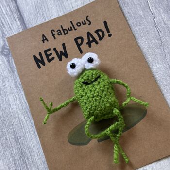 Frog Crochet New Home Housewarming Card Handmade, 9 of 12