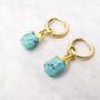 Raw Turquoise December Birthstone Gold Plated Huggies, thumbnail 1 of 4