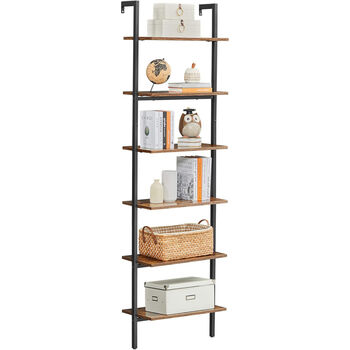 Six Tier Ladder Shelf Bookshelf Wall Shelf Industrial, 7 of 8