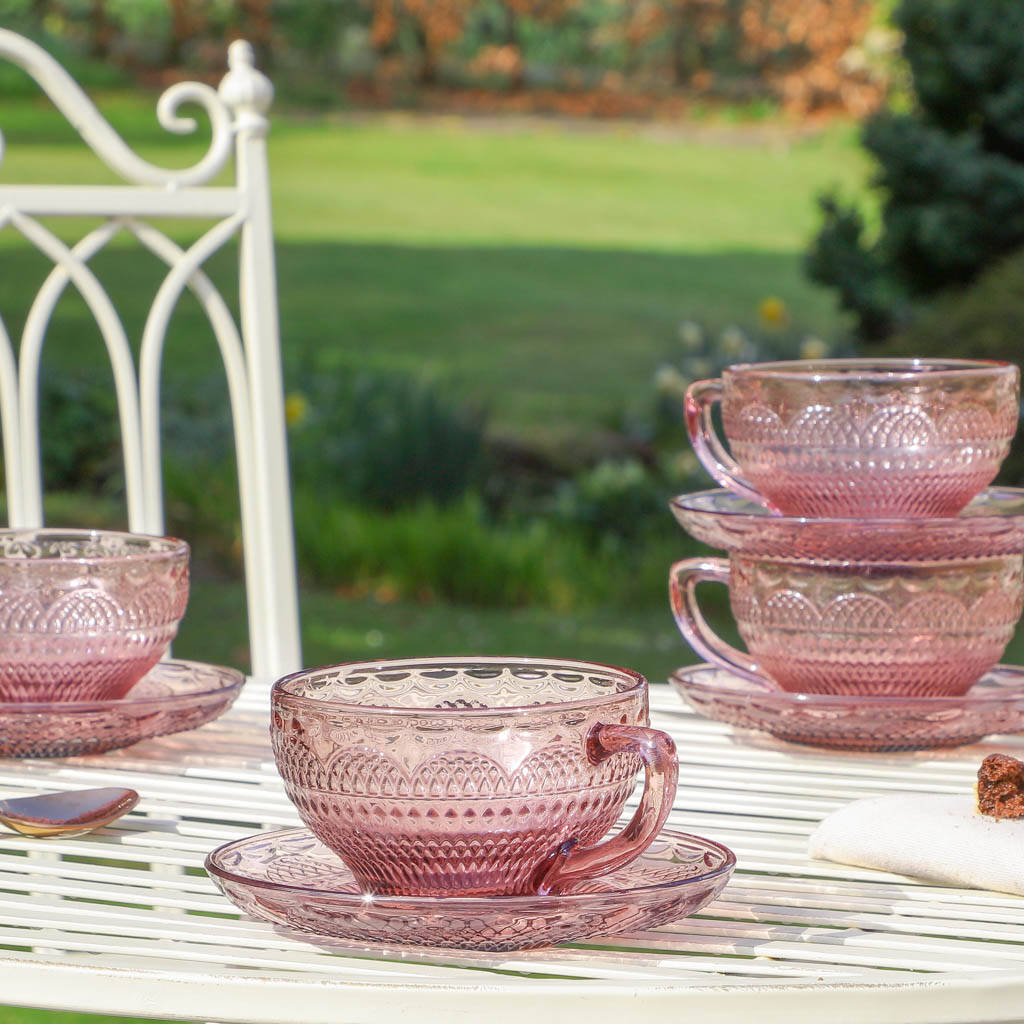 Luxury Amethyst Glass Afternoon Tea Cups And Saucers By Dibor
