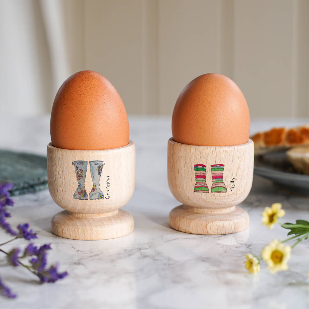 Personalised Grandma And Me Wooden Egg Cups, 1 of 2