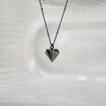 Geometric Heart Oxidised Sterling Silver Necklace, 5 of 12