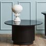 Black Marble Round Low Coffee Table Side Table, thumbnail 5 of 9