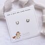 Horseshoe Small Stud Sterling Silver Earrings Just A Girl Who Loves Horses Giftcard, thumbnail 2 of 9