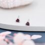 Genuine Garnet Crystal Heart Stud Earrings, thumbnail 4 of 10