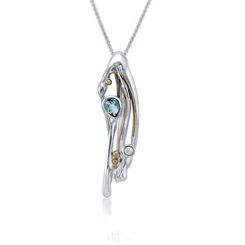 Flowing Silver With Blue Topaz And Pearl Pendant, 3 of 6