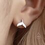 Sterling Silver Whale Tail Stud Earrings, thumbnail 4 of 11