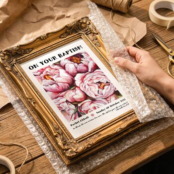 Personalised Baptism Watercolour Print – Floral Keepsake Gift, 3 of 7