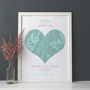 Personalised Map Heart Print For Couples, thumbnail 1 of 3