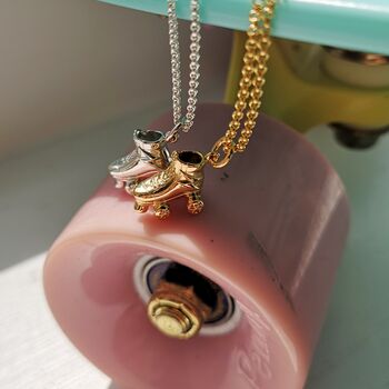 Personalised Silver Or Gold Roller Skate Necklace, 2 of 8