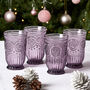 Set Of Four Zamora Purple Highball Tumblers, thumbnail 1 of 8