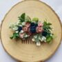 Dusky Pink And Navy Flower Hair Comb, thumbnail 1 of 4