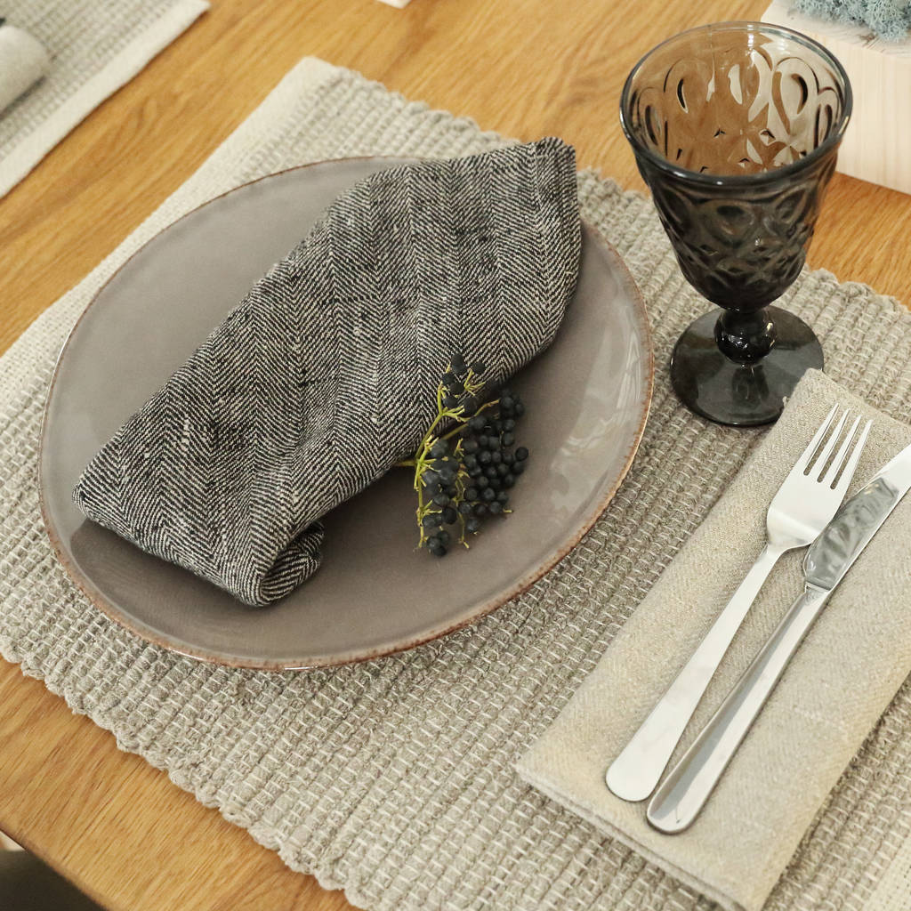 Linen Natural Hand Woven Placemat Set Of Four By LinenMe