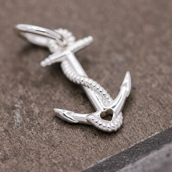 Anchor Silver Charm Pendant, 2 of 9