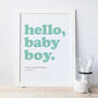 'Hello Baby Boy' / 'Hello Baby Girl' Personalised Print, thumbnail 1 of 4