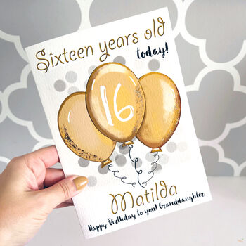 Personalised Balloons Relation 16th Birthday Card, 9 of 12