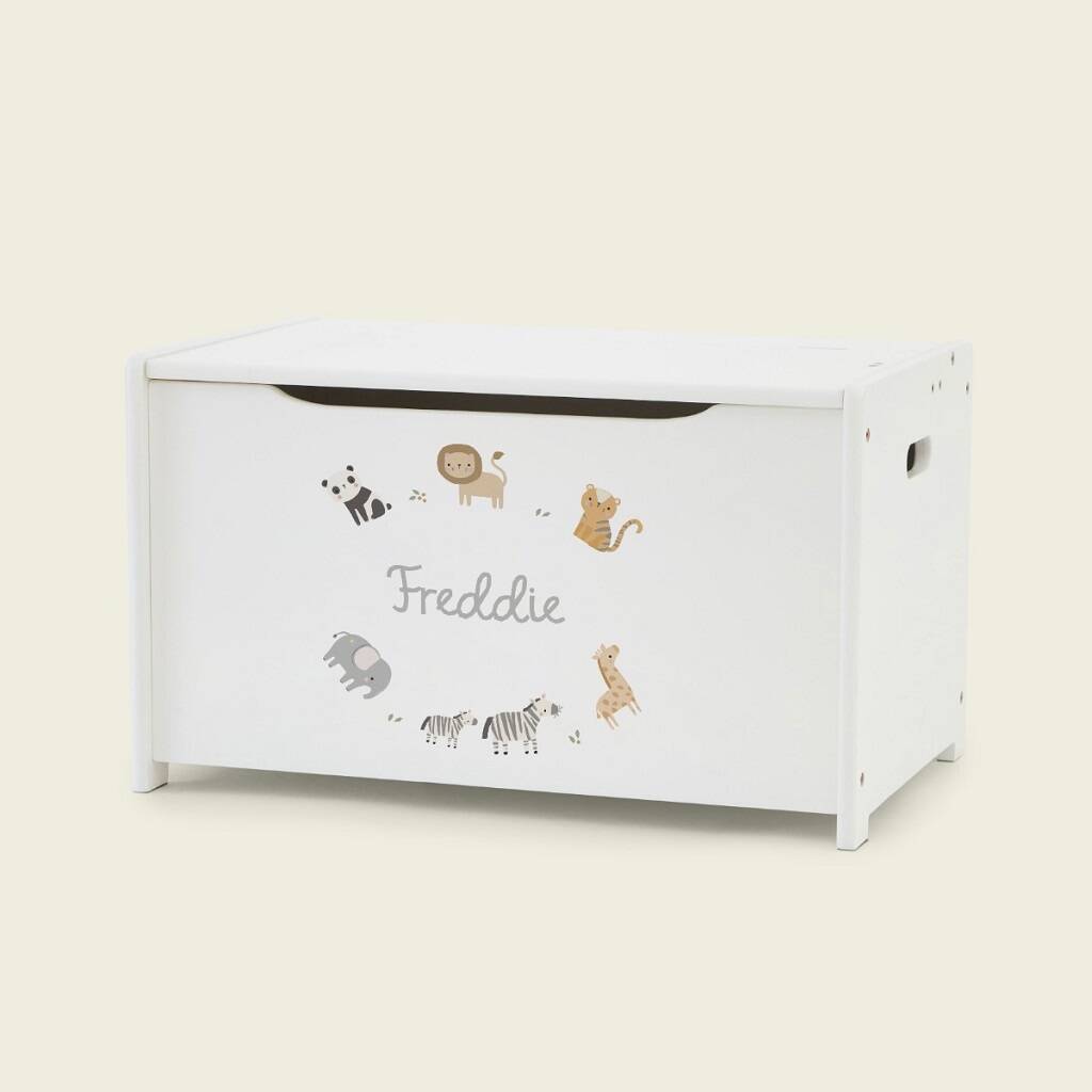 Personalised Animal Design White Toy Box By My 1st Years