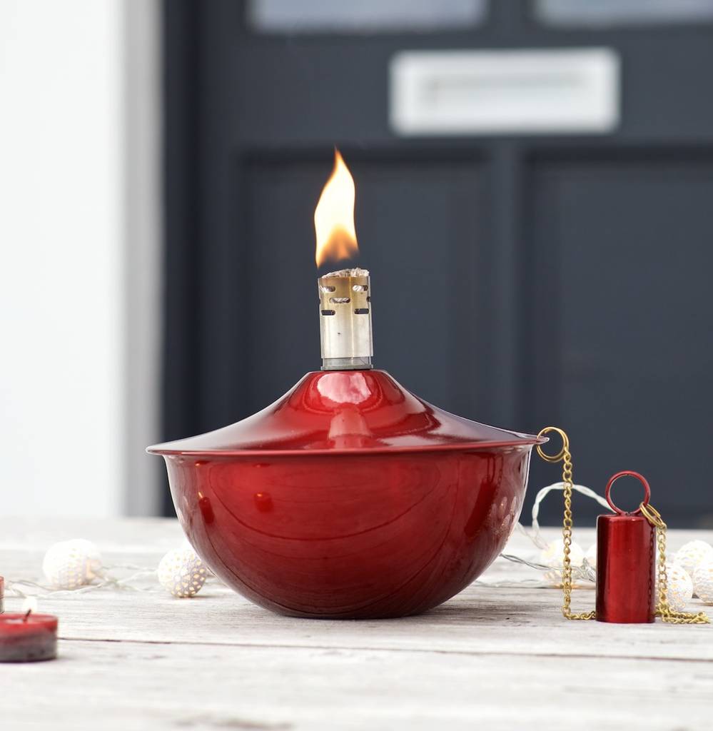 Red Garden Oil Lamp, 1 of 2