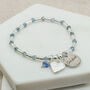 Personalised Stretchy Charm Bracelet In Silver And Blue, thumbnail 6 of 6
