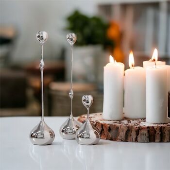 European Water Drop Silver Tone Candle Holders, 5 of 9