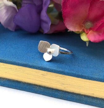 Sterling Silver Hydrangea Flower Ring, 2 of 11