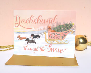 Dachshund Through The Snow Illustrated Christmas Card, 2 of 6
