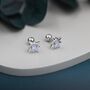 Moonstone Starburst Screw Back Earrings Sterling Silver, thumbnail 4 of 12
