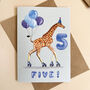 Giraffe 5th Birthday Card, thumbnail 1 of 5