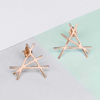 Geometric Sterling Silver Statement Stud Earrings, 4 of 5