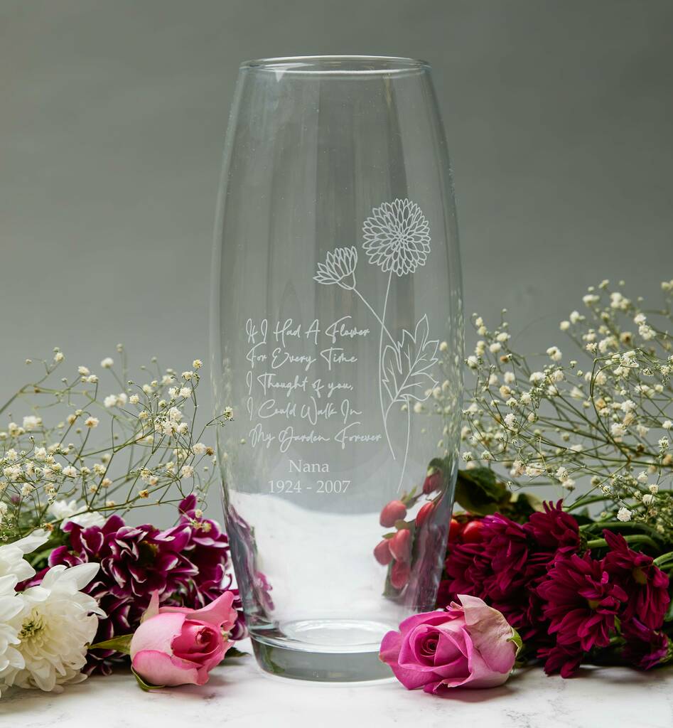 'If I Had A Flower'' Vase And Engraved Flower By PoppyK