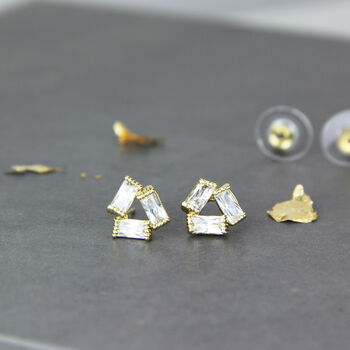 Square Clear Crystal Stud Earrings, 2 of 8