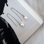 White Freshwater Drop Pearl Threader Earrings, thumbnail 10 of 10