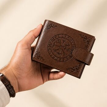 Gifts For Men Viking Brown Faux Leather Wallet For Him, 4 of 7