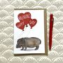 Hippo Happy Valentine's Day Card, thumbnail 1 of 3