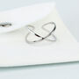 Sterling Silver Double Band Crossover Adjustable Ring, thumbnail 2 of 5