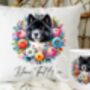 Personalised Akita Summer Floral Dog Wreath Cushion And Mug Gift Bundle, thumbnail 1 of 4