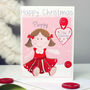 Personalised Rag Doll Girl Christmas Card, thumbnail 1 of 5