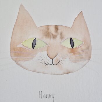 Handmade Watercolour Personalised Cat Painting Card, 3 of 12