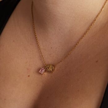 Custom Birth Flower And Gemstone Necklace, 3 of 7