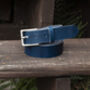Handmade Mens Premium Leather Belt Blue 35mm Wide, thumbnail 10 of 10