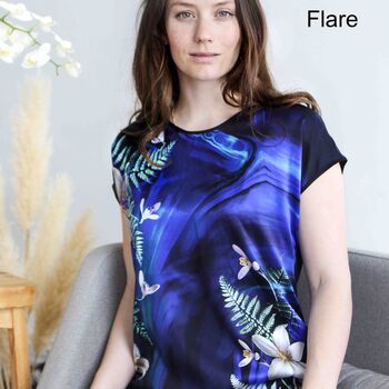 Silk Satin And Soft Jersey Floral Womens Top T Shirt, 4 of 8