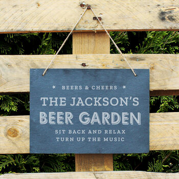 Personalised Beer Garden Large Slate Hanging Slate, 2 of 4