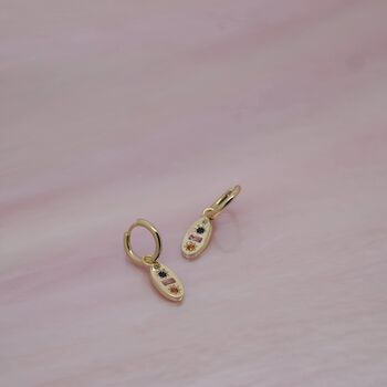 Midnight Gemstone Charm Hoop Earrings, 5 of 9