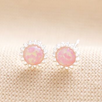 Pink Opal Flower Stud Earrings, 4 of 12