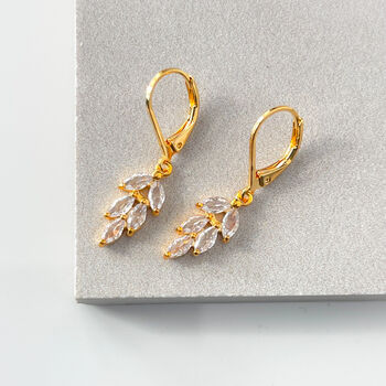 Vintage Style Crystal Leaf Drop Earrings, 4 of 6