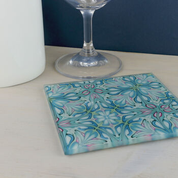 Arts And Crafts Green Blue William Morris Coaster Set, 3 of 10