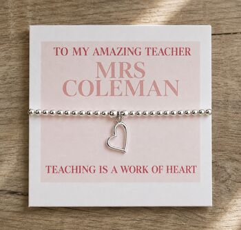 Thank You Teacher Silver Bracelet Personalised Gift, 4 of 8