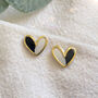 Black And White Polymer Clay Heart Studs, thumbnail 1 of 5